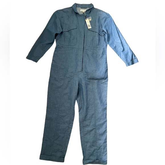 ALEX MILL Chambray Linen/Cotton Expedition Long Sleeve Jumpsuit NWT Size Medium - Picture 5 of 10